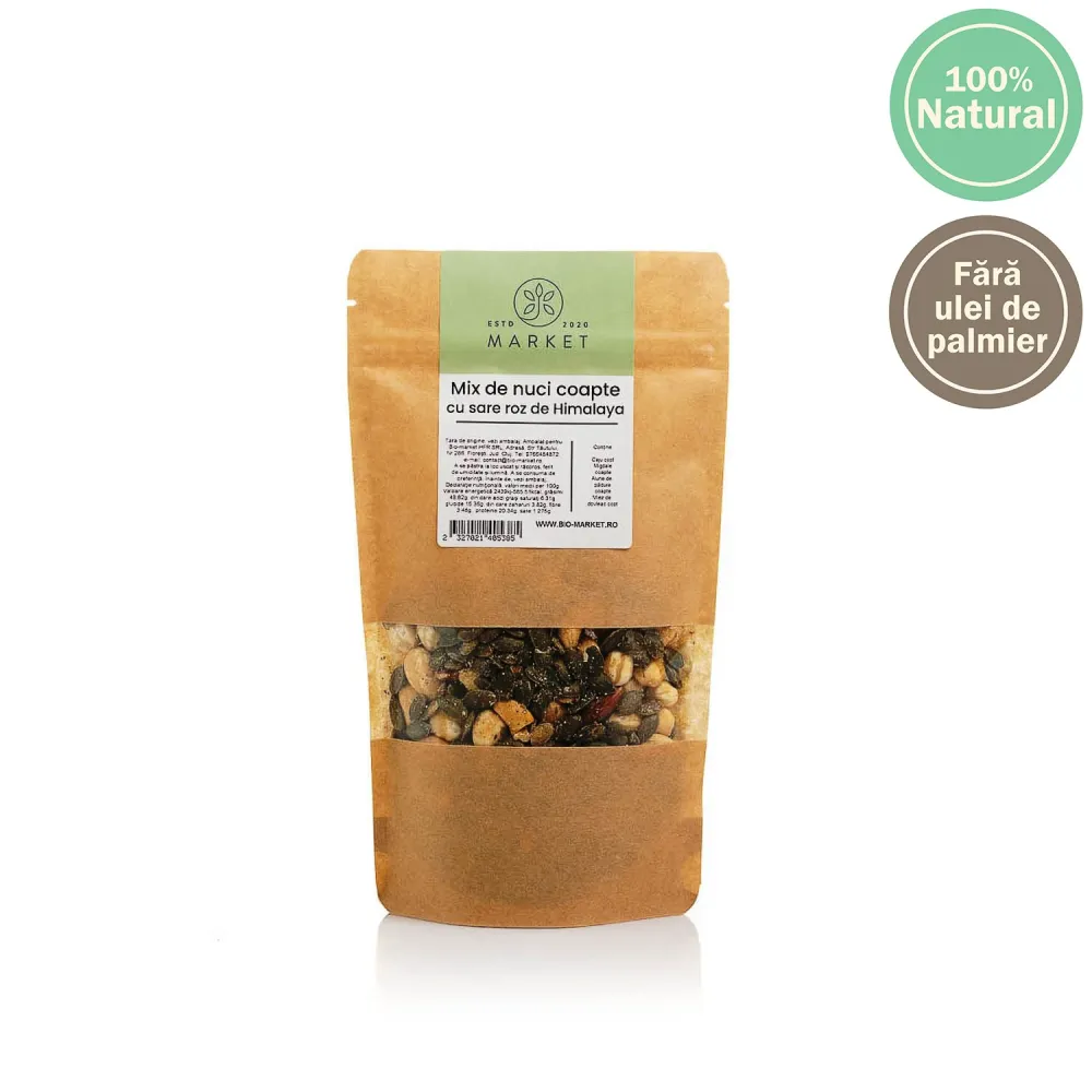 Mix de nuci coapte cu sare roz 250g