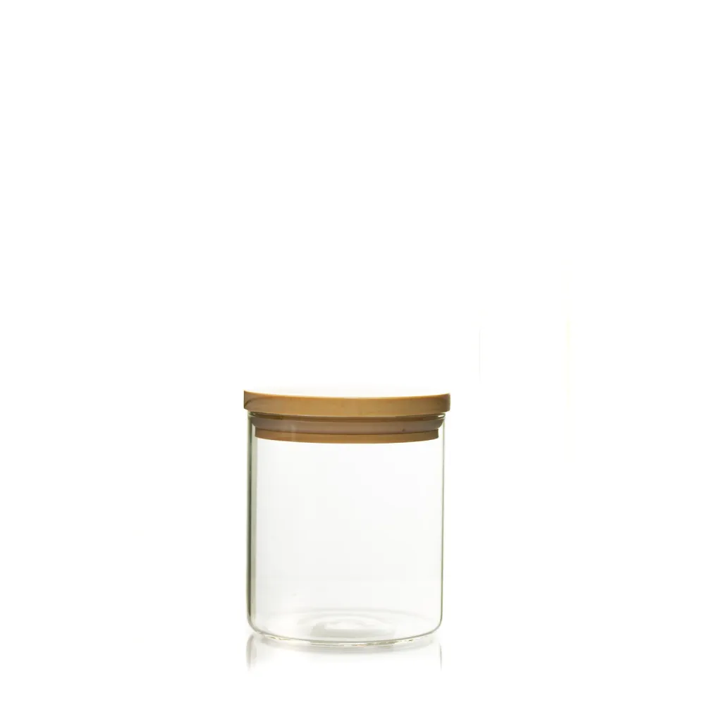 Recipient de sticla cu capac de lemn 650ml