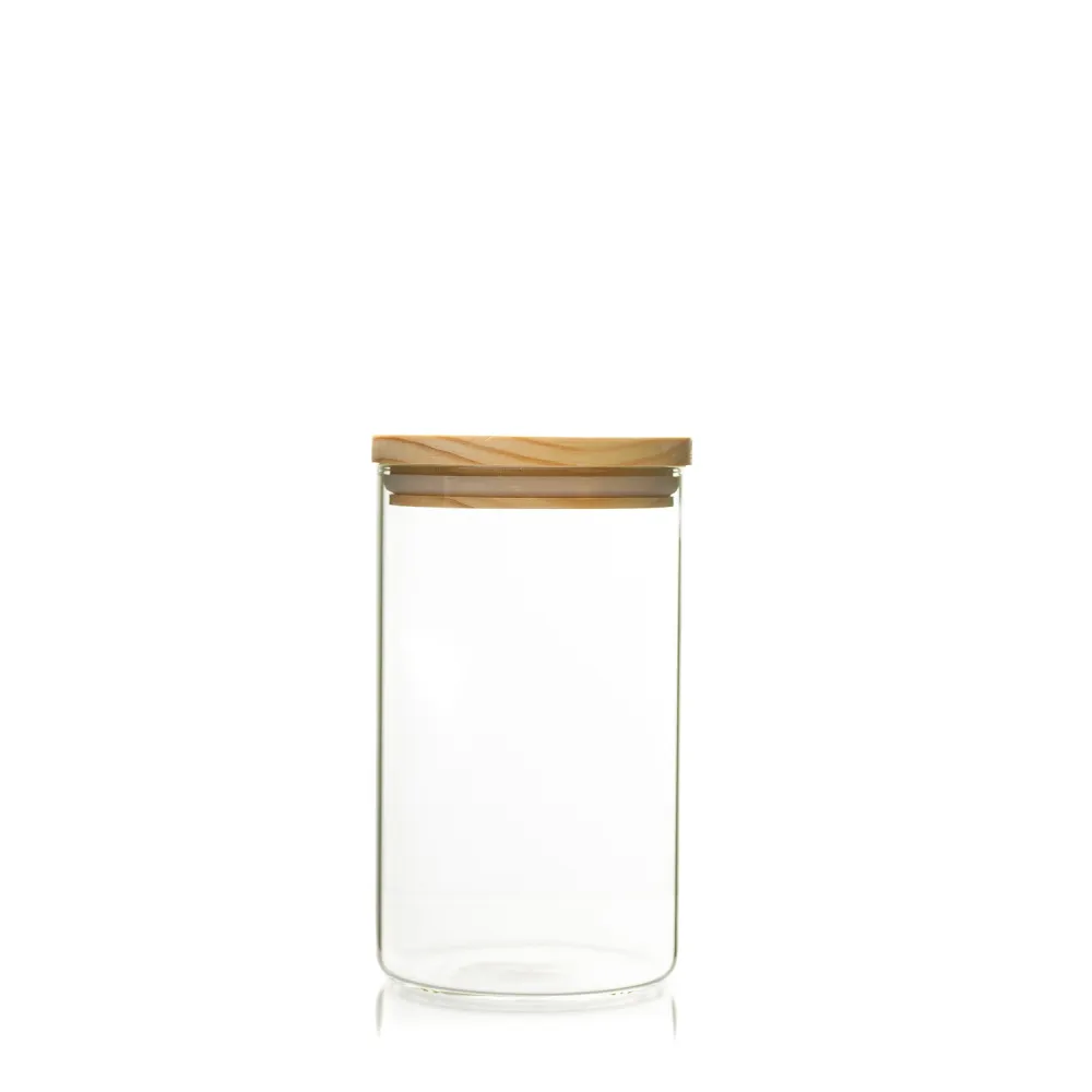 Recipient de sticla cu capac de lemn 1000ml