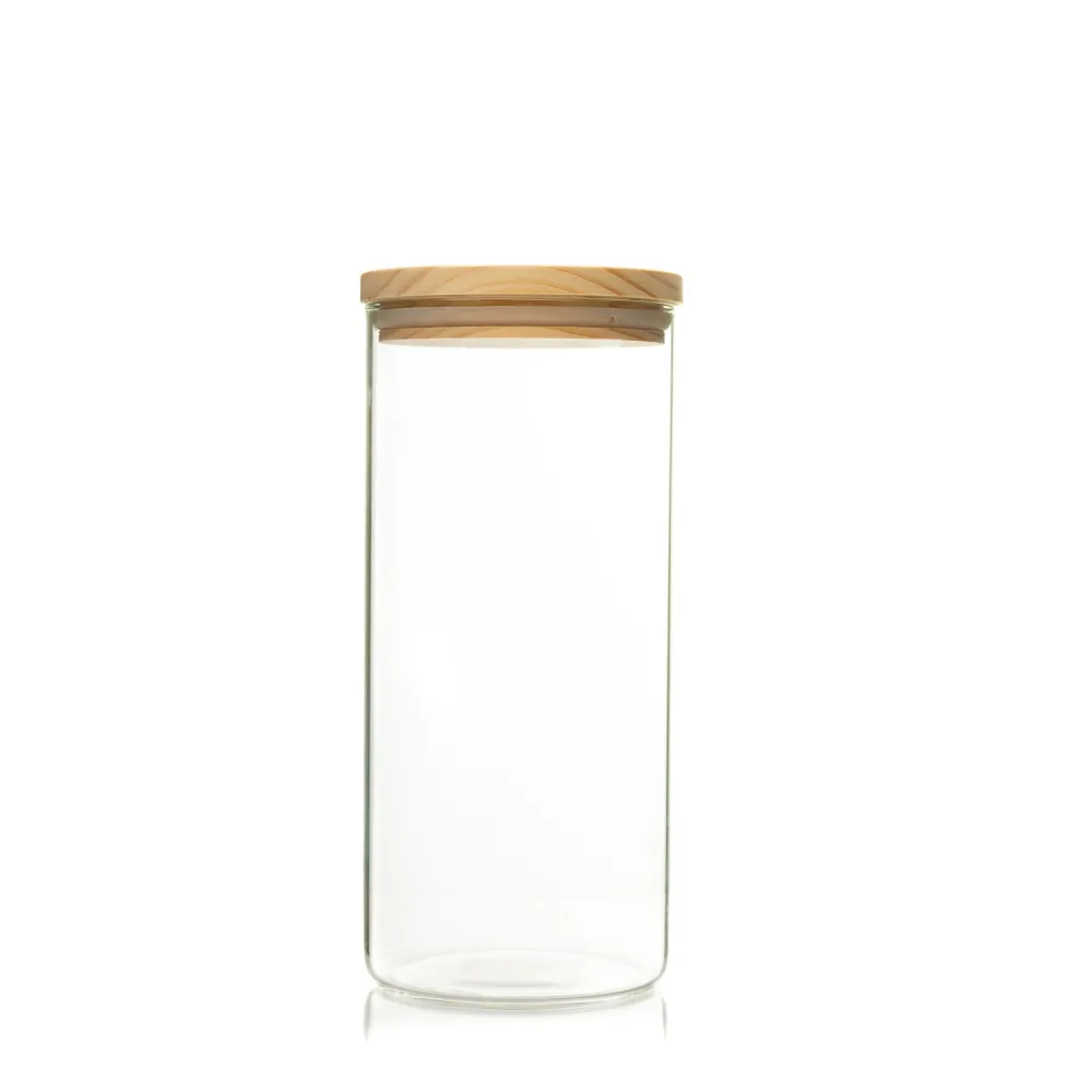 Recipient de sticla cu capac de lemn 1400ml