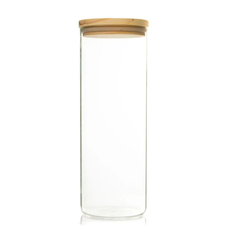 Recipient de sticla cu capac de lemn 1800ml
