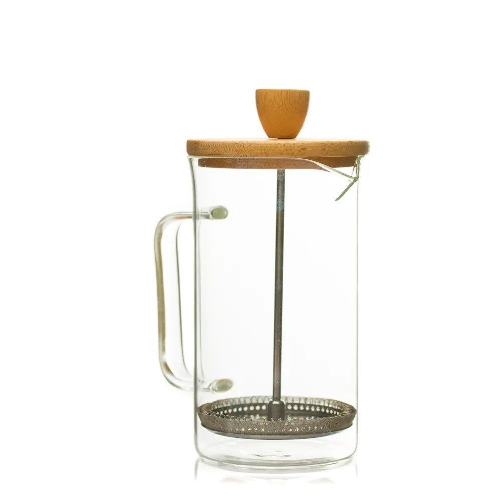 Filtru de cafea/ceai de sticla cu capac de lemn 600ml