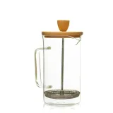 Filtru de cafea/ceai de sticla cu capac de lemn 600ml