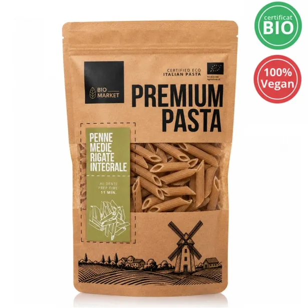 Paste penne medie integrale bio 400g