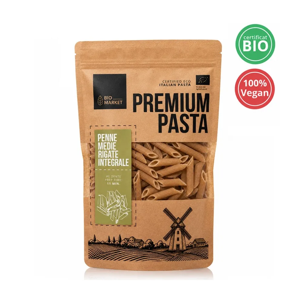 Paste penne medie integrale bio 400g