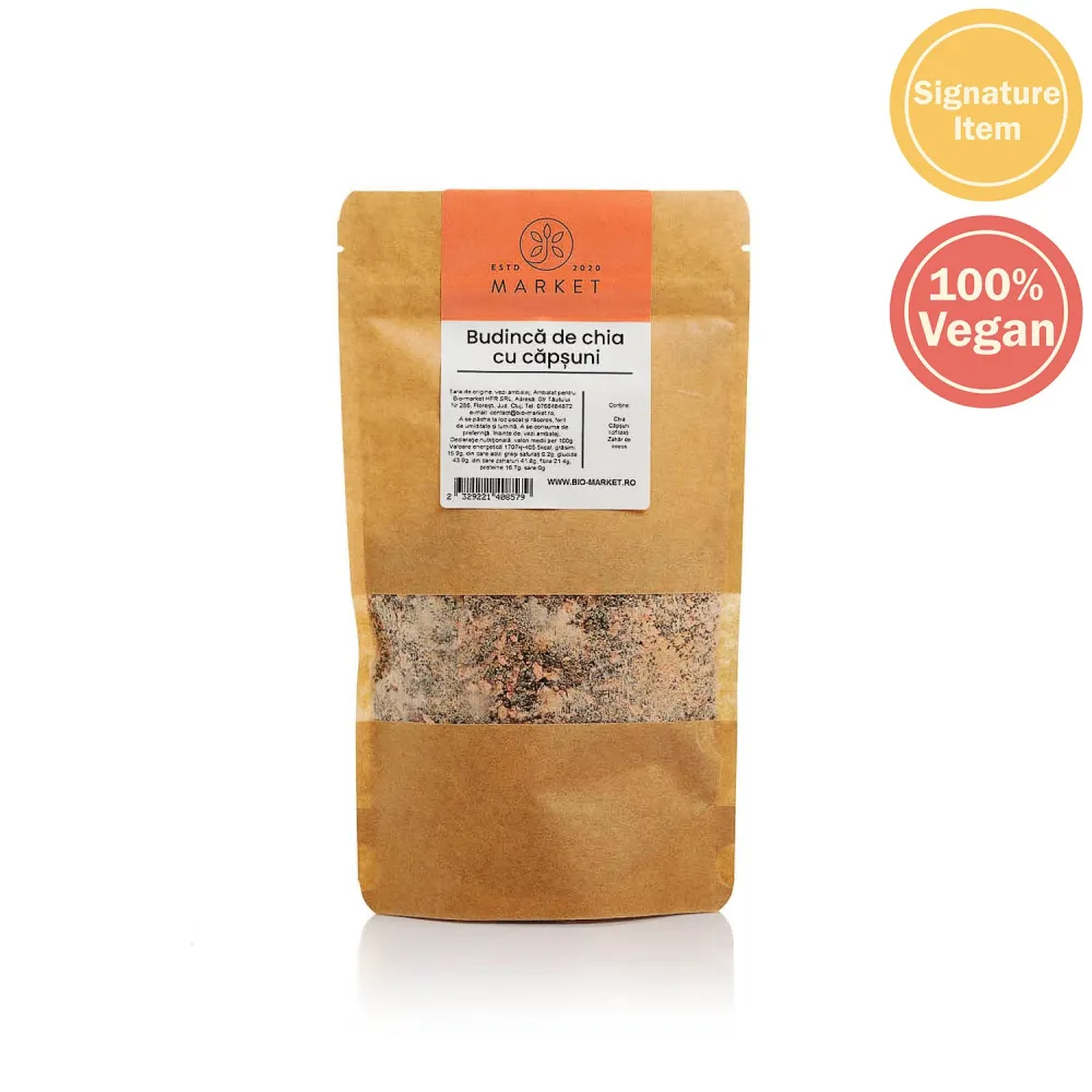Budinca de chia cu capsuni liofilizati 250g