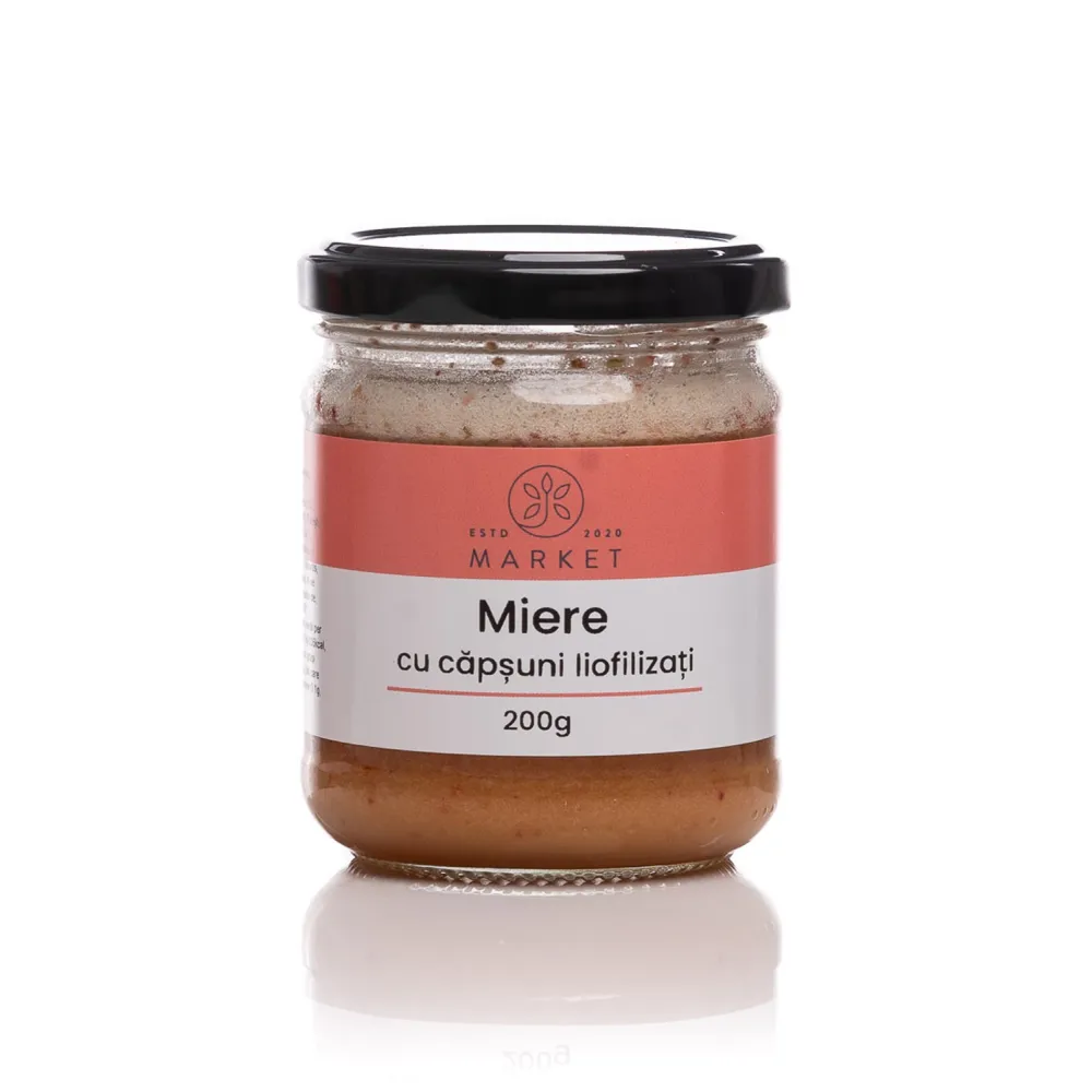 Miere cu capsuni liofilizati 200g