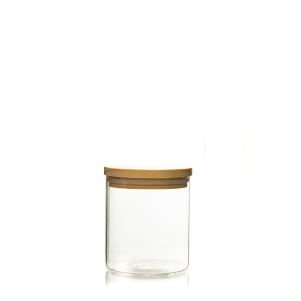 Recipient de sticla cu capac de lemn 650ml