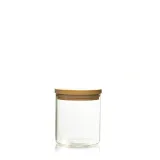 Recipient de sticla cu capac de lemn 650ml
