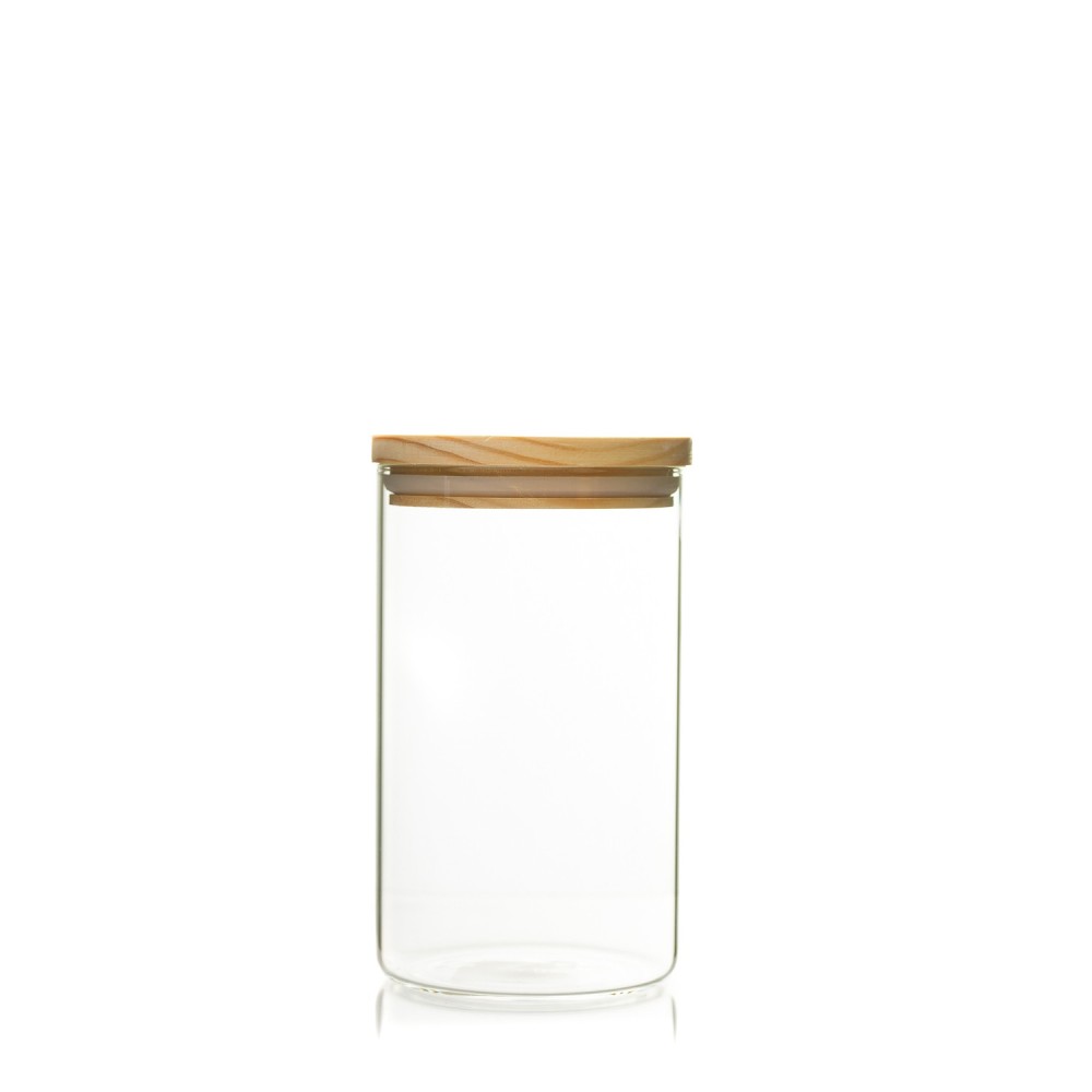 Recipient de sticla cu capac de lemn 1000ml