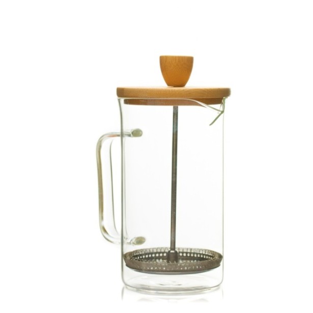 Filtru de cafea/ceai de sticla cu capac de lemn 600ml