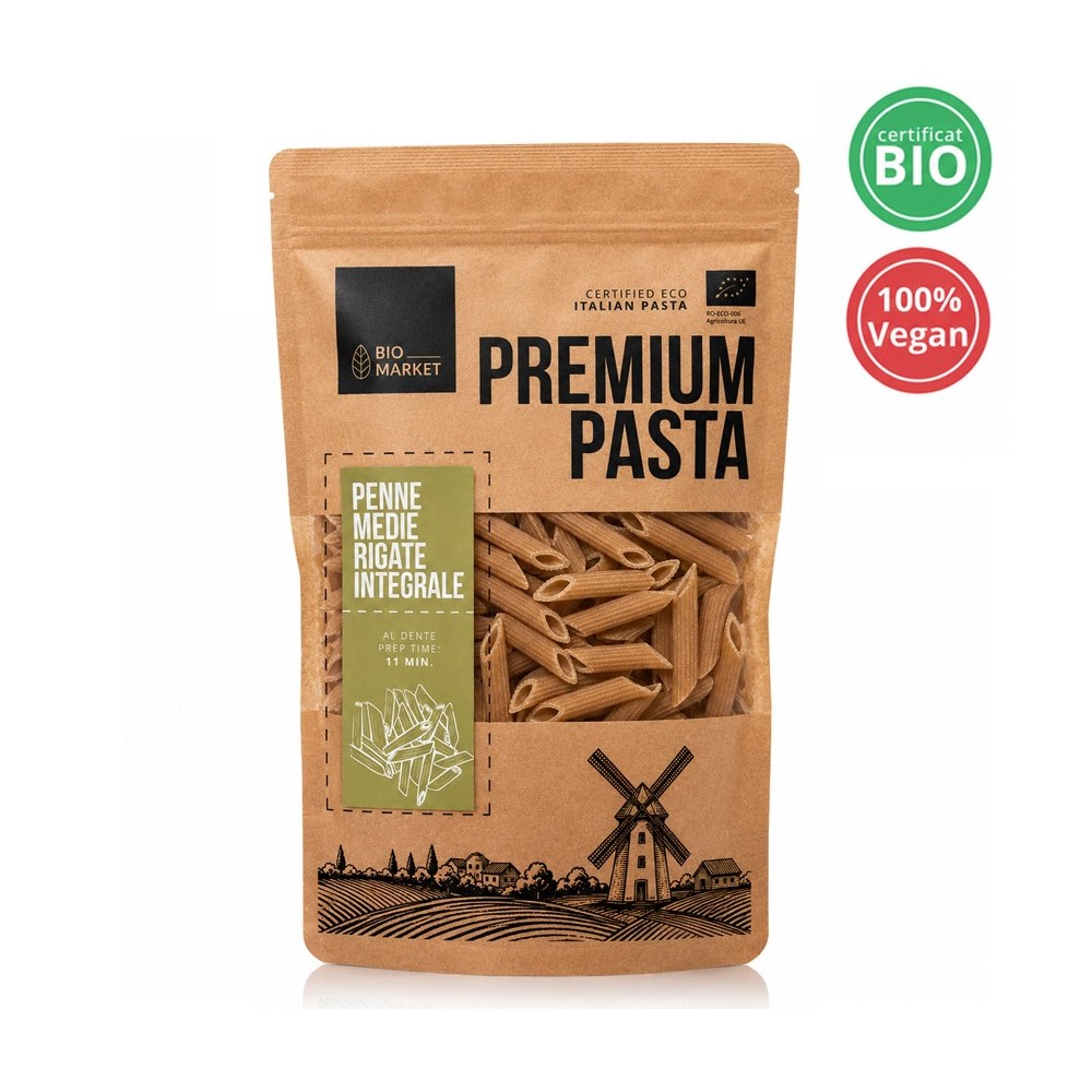 Paste penne medie integrale bio 400g