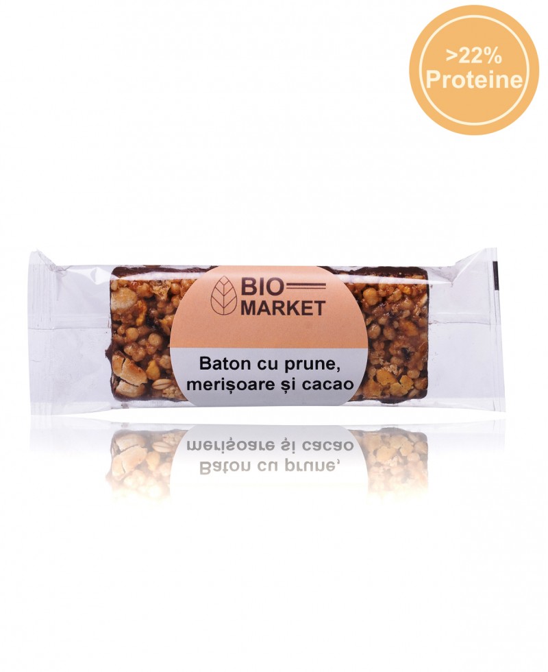 Baton cu prune, merisoare si cacao 35g