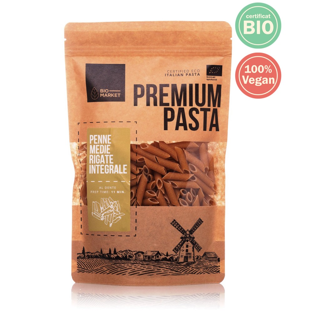 Paste penne medie integrale bio 400g