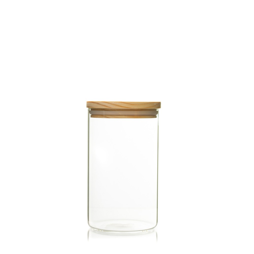 Recipient de sticla cu capac de lemn 1000ml